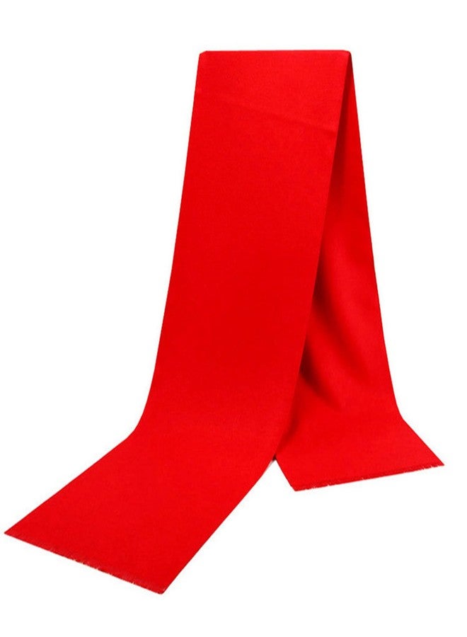 EIysee Men Winter Scarf Soft Warm Long Cashmere Feel Scarves Unisex Plain Solid Color Winter Scarf (Pure Red) - Image 1